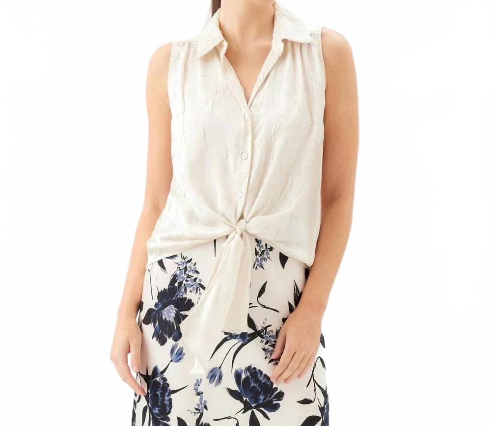 NEW KAREN KANE sleeveless tie-front top in ecru